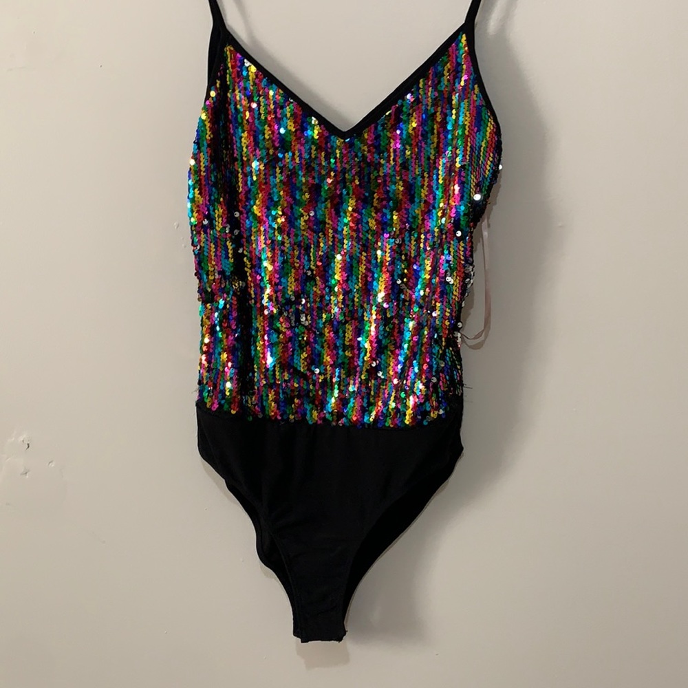 Rainbow Sequin Festival Body Suit